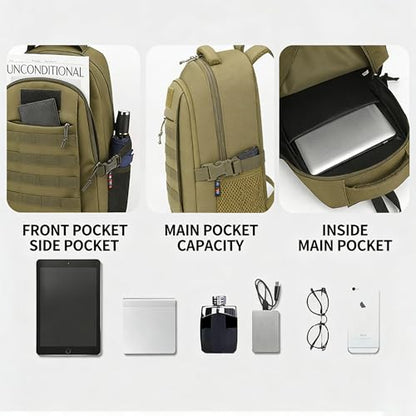 18 Inch Olive Green Teen School Backpack, 35L Water Resistant Large Capacity Bookbag with Luggage Strap, Daypack for Boys Girls School Daily Travel, Khaki - color: Camo Backpack Single Pack-5