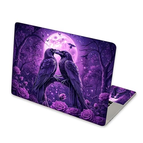 Universal Laptop Skin Sticker for 12/13/14/15.6 Inch Laptops, Reusable Vinyl Laptop Decal Cover, Waterproof Scratch Resistant Notebook Skin with 2 Wrist Pads,Purple Ravens - color: Purple Ravens