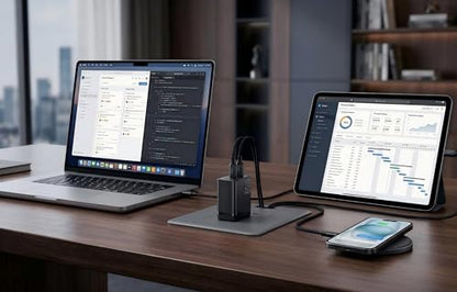 65W USB C Charger Block, 3-Port GaN III Fast Charger, Foldable Wall Charger with 6FT 240W Braided Cable Compatible iPhone 17Pro/16, Mac Book NEO/Air/Pro, ipad Air/Pro, Galaxy S25Ultra/24, Pixel9/8.