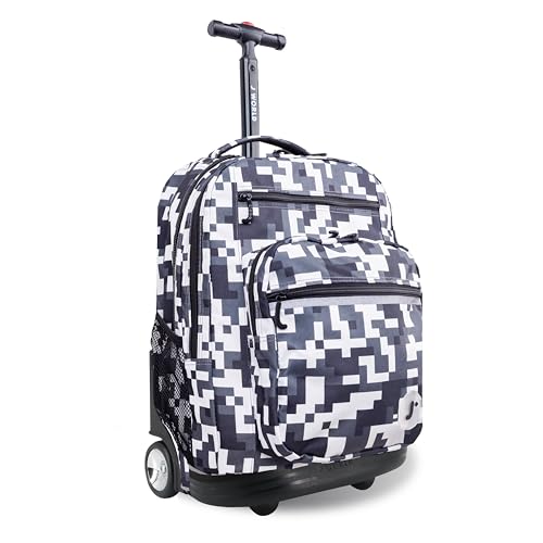 J World Sundance Laptop Rolling Backpack for Girls Boys. Roller Bookbag with Wheels, 20 Inch, Camo - color: Camo