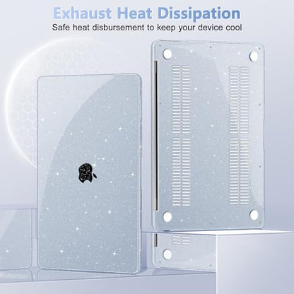 May Chen Compatible with MacBook Air 13 inch Case 2021 2020 2019 2018 Release Model: M1 A2337 A2179 A1932, Plastic Hard Shell Case for Ma Air 13 inch with Retina Display Fits Touch ID, Blue Glitter - color: Blue Glitter