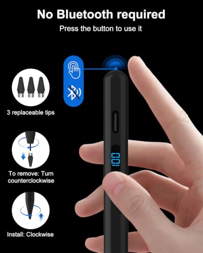 DIGIROOT Stylus Pen for iPhone, High Senstivity Universal Stylus Pen, Black | 3X Fast Charging, with LED Power Display, Magnetic Adsorption, Compatible with iPhone/Andriod/Tablet/Switch/Samsung Galaxy - color: Black