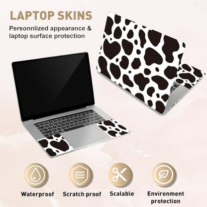 PLIGREAT Laptop Decal Sticker Skin Cover, Black White Cow Laptop Stickers Skins Decal Fits 12" 13" 13.3" 14" 15" Laptops Universal Removable Vinyl Notebook Art Protector Netbook PC Cover Decals - color: Black White Cow