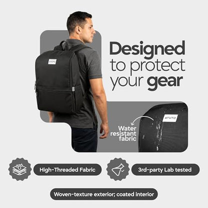 Laptop Backpack for Men 17 Inch – Work & Travel Backpack with Luggage Strap, Trolley Sleeve and Padded Compartment – Black - color: Black (Grey Back)
