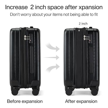 Hanke 29 Inch Expandable Checked Luggage Lightweight PC Hard Shell Luggage Suitcases with Wheels Travel Luggage Rolling Large Suitcase Travel Luggage Bag for Study Abroad.(Jet Black) - color: Jet Black, size: Expandable 29 Inch