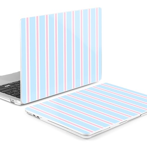 MEEgoodo Case for M5/M4/M3/M2 MacBook Air 13 inch Case 2026 2025 2024 2022, Fit Model A3449/A3240/A3113/A2681, Laptop Hard Shell Compatible with MacBook Air 13.6-inch, Pink and Blue Stripes - color: Pink And Blue Stripes