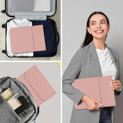 Allinside 15-16 inch Laptop Sleeve Case Compatible with MacBook Pro 16 2021-2026/MacBook Pro 15 2016–2019, Waterproof PU Leather Laptop Sleeve Bag Protective Vertical Case Cover, Pink - color: Pink, size: 15.6 in for Macbook Pro15/Pro 16