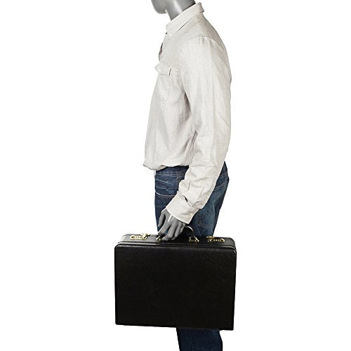 Amerilether Large Expandable Faux Leather Attachè Case (#2894-89) - color: Black