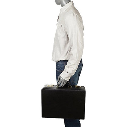 Amerilether Large Expandable Faux Leather Attachè Case (#2894-89) - color: Black