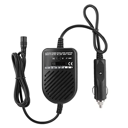 Universal 80W DC Car Charger, 15‑24V Power Supply Adapter Set, 8pcs DC Plug Heads, for Laptop Notebook