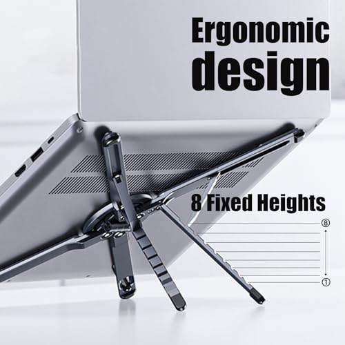 3 in 1 Magnetic Tripod Phone Holder Foldable Portable Laptop Stand | Collapsible & Portable, 8-level Height Adjustable, Desk Stand for Office & Travel for 10-16″ Laptops & 4-13″ Phones/Tablets,