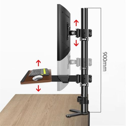 Monitor Stand Single Monitor Desk Mount with Keyboard Tray, Height adjustable Monitor Mount arm with C-Clamp Base for most 17"-40" Screens, Holds up to 29.7 lbs monitor stand desk arm(17"-27") - size: 17"-27"