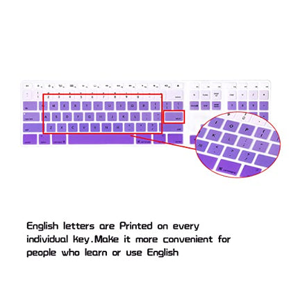 HRH Ombre Purple Silicone Keyboard Skin Cover for iMac Wired USB Full Size Keyboard with Numeric Keypad A1243(G6 MB110LL/B and MB110LL/A) - color: Ombre Purple