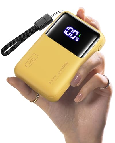 INIU Laptop Power Bank, Smallest 20000mAh 65W Fast Charging Battery Pack | USB C Cable, Flight-Safe, Travel Essentials, Portable Charger for MacBook Pro, Steam Deck, iPhone, iPad etc, Yellow - color: Yellow