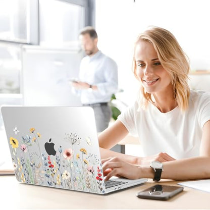 G JGOO Compatible with MacBook Air 15 inch Case 2026 2025 2024 2023 M5 A3448 M4 A3241 M3 A3114 M2 A2941, Clear Protective Plastic Hard Shell Case + Keyboard Cover+ Screen Protector, Garden Flower - color: Garden Flower