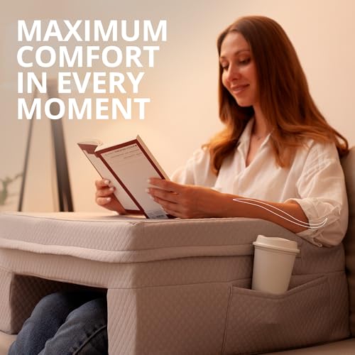 Laptop Pillow for Bed & Couch – 24" Lap Desk with High Density Foam, 16" Leg Spacing, Arm Rests, Side Pockets, 2 Washable Covers | Gaming, Reading, Steam Deck, Switch