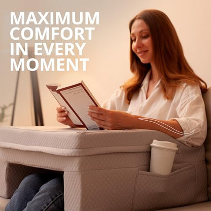 Laptop Pillow for Bed & Couch – 24" Lap Desk with High Density Foam, 16" Leg Spacing, Arm Rests, Side Pockets, 2 Washable Covers | Gaming, Reading, Steam Deck, Switch