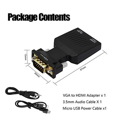 YACSEJAO VGA to HDMI Adapter 1080P VGA Male to HDMI Female Converter (Cable)