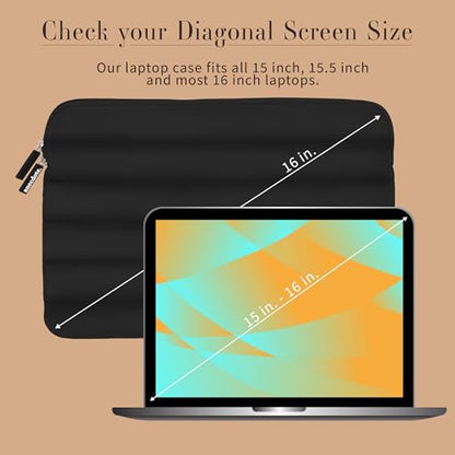 ANECDOTE Laptop Case 15-16 Inch – A Perfect Laptop Sleeve - Compatible with MacBook Air/Pro 15 inch M3 M2 M1 Chip Pro Max 2023-2021 – Fits Well, Made of 100% Nylon with Aesthetic Design (Black) - color: Black, size: 15-16 inches