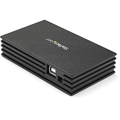 StarTech 4-Port USB 2.0 Hub, Bus or Externally Powered, TAA (ST4202USB) | Compact black, 480Mbps, USB Powered or included power adapter, Portable Mac PC laptop, USB 1.1 backward compatible