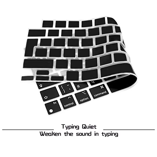 HRH Keyboard Cover Skin EU for MacBook Air 13”15"(M5-M2)&Pro 14”16"(M5-M1) | Russian,Black,2026-2021,A3426 A3427 A3434 A2992 A2918,Neo 13"A18,Precise Fit,Dust Proof,Waterproof,Durable,Keyboard Accessory - color: Russian