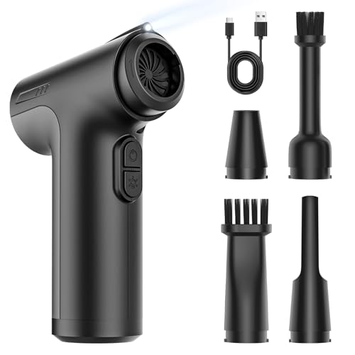 CLEANGOR 130000RPM Compressed Air Duster, 7500mAh Super Power Air Duster | 3-Gear Adjustable Rechargeable Mini Electric Blower with LED Light for Computer, Keyboard, Car, Outdoor, Crevice Cleaning