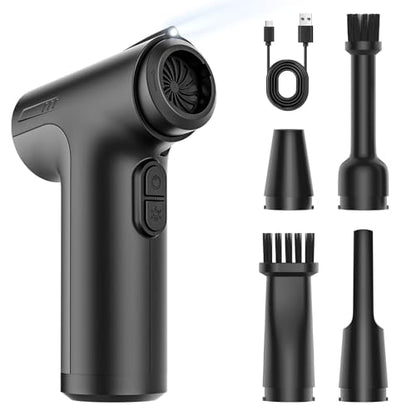 CLEANGOR 130000RPM Compressed Air Duster, 7500mAh Super Power Air Duster | 3-Gear Adjustable Rechargeable Mini Electric Blower with LED Light for Computer, Keyboard, Car, Outdoor, Crevice Cleaning