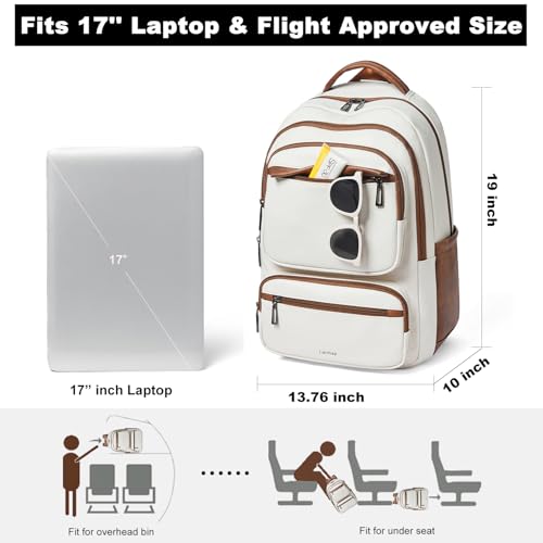 Backpack For Women Men Vegan Leather Backpack Purse Shoulder Bookbag 16 15.6 15 Inch Laptop Bag Handbags For Travel Work College Large Beige - color: Beige