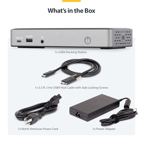 StarTech USB4 Driverless Dock, Triple 4K 60Hz, HDMI or DP, 100W, 2.5GbE | USB-C dock, 3 monitors, Zero-touch Windows and ChromeOS, Not macOS, Native GPU, PXE Boot, Wake-on-LAN, Lock slot - size: Triple Monitor, style: Triple 4K60 USB4