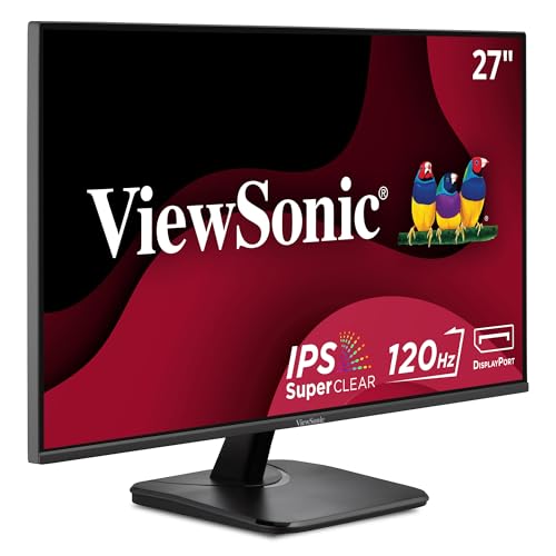 ViewSonic VA2756A-MHD 27 Inch Full HD Computer Monitor, IPS 120Hz Display | HDMI, DisplayPort, VGA, Eye Care, Thin Bezels, Home Office, Laptop, PC, Mac, Anti Glare, 1ms, 250 Nits, Speakers - size: 27 Inches, style: 1920 x 1080