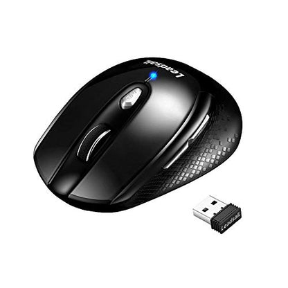 Leadsail Wireless Laptop Mouse, 2.4G Slim Portable, Less Noise, 6 Buttons, USB for Windows/Mac/Laptops - color: Black