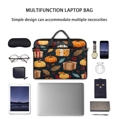Laptop Shoulder Bag for Women Men, Waterproof Computer Case Messenger Bag Briefcase for Business Office Travel - color: Pumpkins Fall Leaf