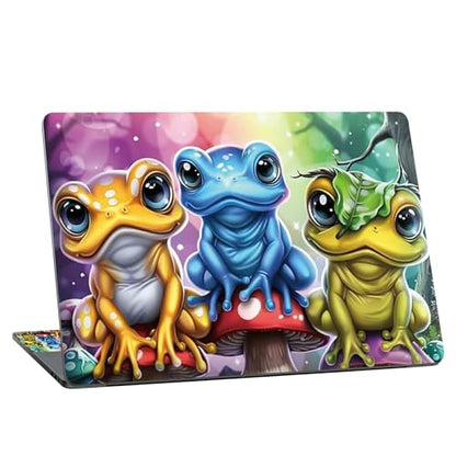 Universal Laptop Skin Sticker with 2 Wrist Pad Skins, Waterproof Scratch Resistant Vinyl Laptop Cover Decal, Cut to Fit for 11–15.6 Inch MacBook HP Dell Lenovo, Color Frogs - color: Color Frogs