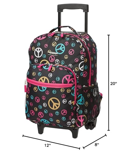 Rockland Double Handle 17" Rolling Backpack, Peace - color: PEACE, size: One Size