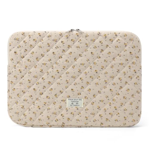 Puffy Laptop Sleeve 13-15.6 Inch Cute Quilted Laptop Protective Case Padded Floral Computer Sleeve for MacBook (A-Yellow, 13 Inch) - color: Yellow Floral, size: 13 Inch
