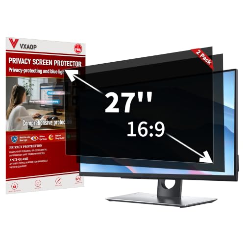 [2-Pack] 27 Inch Computer Privacy Screen Filter (16:9 Aspect Ratio) | Removable,Anti Glare & Blue Light Blocking,Compatible with HP Dell LG ASUS Acer Samsung Lenovo ViewSonic Monitor - size: 27.0'' Widescreen (16:9)