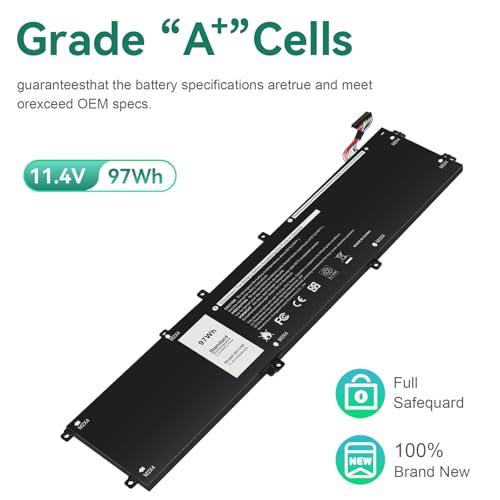 4K1VM Laptop Battery Replacement for Dell G7 17 7700 Gaming Series Inspiron 15 7590 7591 7501 Series Precision 5530 5520 5540 Series Vostro 15 7500 Series W62W6 0W62W6 9TM7D 09TM7D XYCW0 0XYCW0 V0GMT - size: 4K1VM 14.96 4.80 0.73in