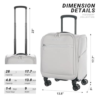 Verage Underseat Carry On Luggage with Wheels,14.5-Inch,Cloud Gray | Personal Item Bag,Airline Approved, Laptop Compartment, USB Charging Port - color: Cloud Gray, size: 14.5-Inch Plus Underseat