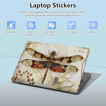 Universal Laptop Skin Sticker with 2 Wrist Pad Skins, Waterproof Scratch Resistant Vinyl Laptop Cover Decal, Cut to Fit for 11–15.6 Inch MacBook HP Dell Lenovo, Dragonfly - color: Dragonfly