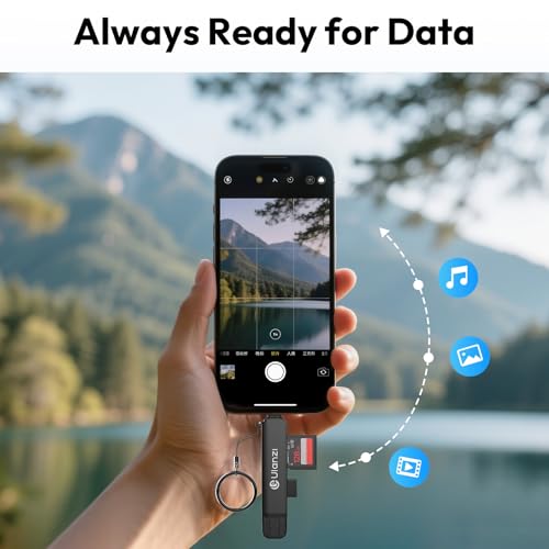 ULANZI CR1 3-in-1 SD/TF/USB Card Reader, USB 3.1 High-Speed 170MB/s, Triple-Slot Simultaneous, Dual USB-C/A, Case-Friendly Port, w/Carabiner Clip for Phone/Tablet/Mac/PC/Android/Photographer