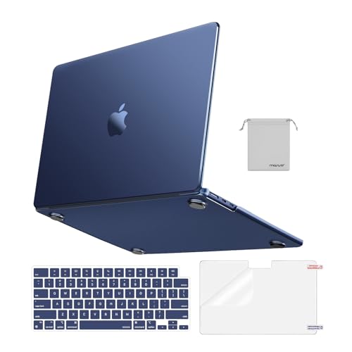 MOSISO Compatible with MacBook Air 13 inch Case M5 M4 M3 M2 2026-2022 | 4 in 1 Kit Matte Hard Shell for MacBook Air 13.6 Case, Anti-Fingerprints&Ultra-Thin, A3449 A3240 A3113 A2681, Midnight Clear - color: Midnight Clear