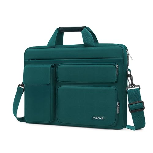 MOSISO Laptop Shoulder Bag 16 inch, 15-15.6 inch Computer Bag | Compatible with MacBook Pro 16 inch, HP, Dell, Lenovo with 2 Raised&1 Flapover&1 Horizontal Pocket&Handle&Belt, Teal Green - color: Teal Green, size: 16 inch