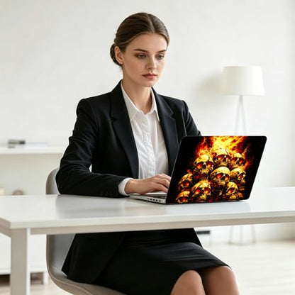 Universal Laptop Skin Decal, 3-Piece Vinyl Protector for 12 13 14 15.6" Notebook, Waterproof Anti-Scratch, Easy Trim & Bubble-Free Finish, A Pile of Skulls with Fire - color: A Pile of Skulls with Fire