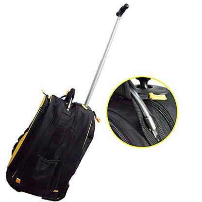 MELOTOUGH Rolling Tool Backpack Laptop Sleeve Yellow | Heavy-Duty 600D, Water-Resistant, Padded Laptop Sleeve, Smooth Rolling Wheels & Telescoping Handle, Multiple Pockets - color: Yellow