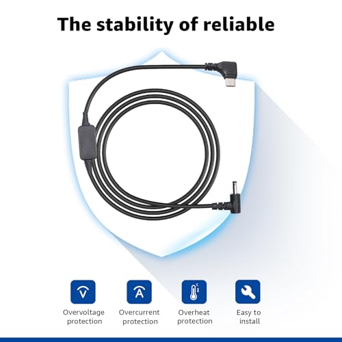 USB-C to DC Car Charger Cable for Furrion FOS07TADS Vision S Monitor Replacement Power Supply Cord for 7inch Screen Display Compatible with Hitch Wireless Backup Camera FOS48TA-BL FOS48TAPK-BL - size: 6.56FT
