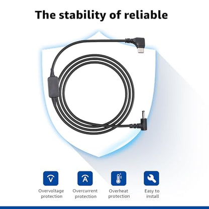 USB-C to DC Car Charger Cable for Furrion FOS07TADS Vision S Monitor Replacement Power Supply Cord for 7inch Screen Display Compatible with Hitch Wireless Backup Camera FOS48TA-BL FOS48TAPK-BL - size: 6.56FT