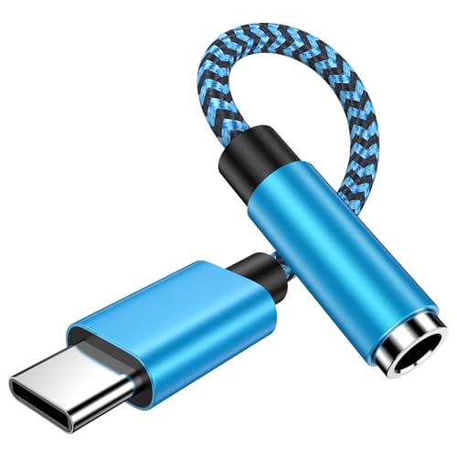 for Samsung Galaxy S26 S26+ Plus Ultra, USB C to 3.5mm Headphone Earphone Jack Adapter for Samsung Galaxy S25 Edge Plus Ultra S25+ S24 S23 S22 S21 S20 5G FE, Type C Audio Headset Earbud Adapter - color: Blue