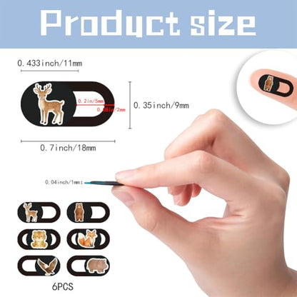 6Pcs 6 Styles Laptop Camera Cover Slide Animals Privacy Guard Accessories, 0.04 Inch Ultra Thin Webcam Cover Cute Protector Blocker for Desktop Computer Tablet Notebook Mini PC Office Use - color: Animals