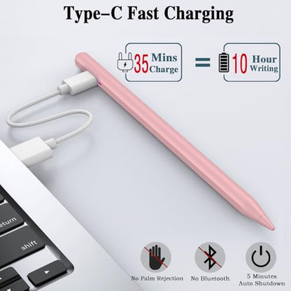Universal Magnetic Stylus Pen for iOS/Android,Rechargeable Touch Screen Pen for Drawing&Writing Tablet Stylus for iPhone/Samsung/XiaoMi/Huawei/Vivo/Lenovo and Other Android Device-Pink - color: Pink