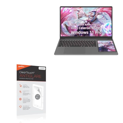 BoxWave Screen Protector Compatible with RATEYUSO Windows 11 Pro + Touchscreen Laptop (15.6 in) - ClearTouch Anti-Glare (2-Pack), Anti-Fingerprint Matte Film Skin